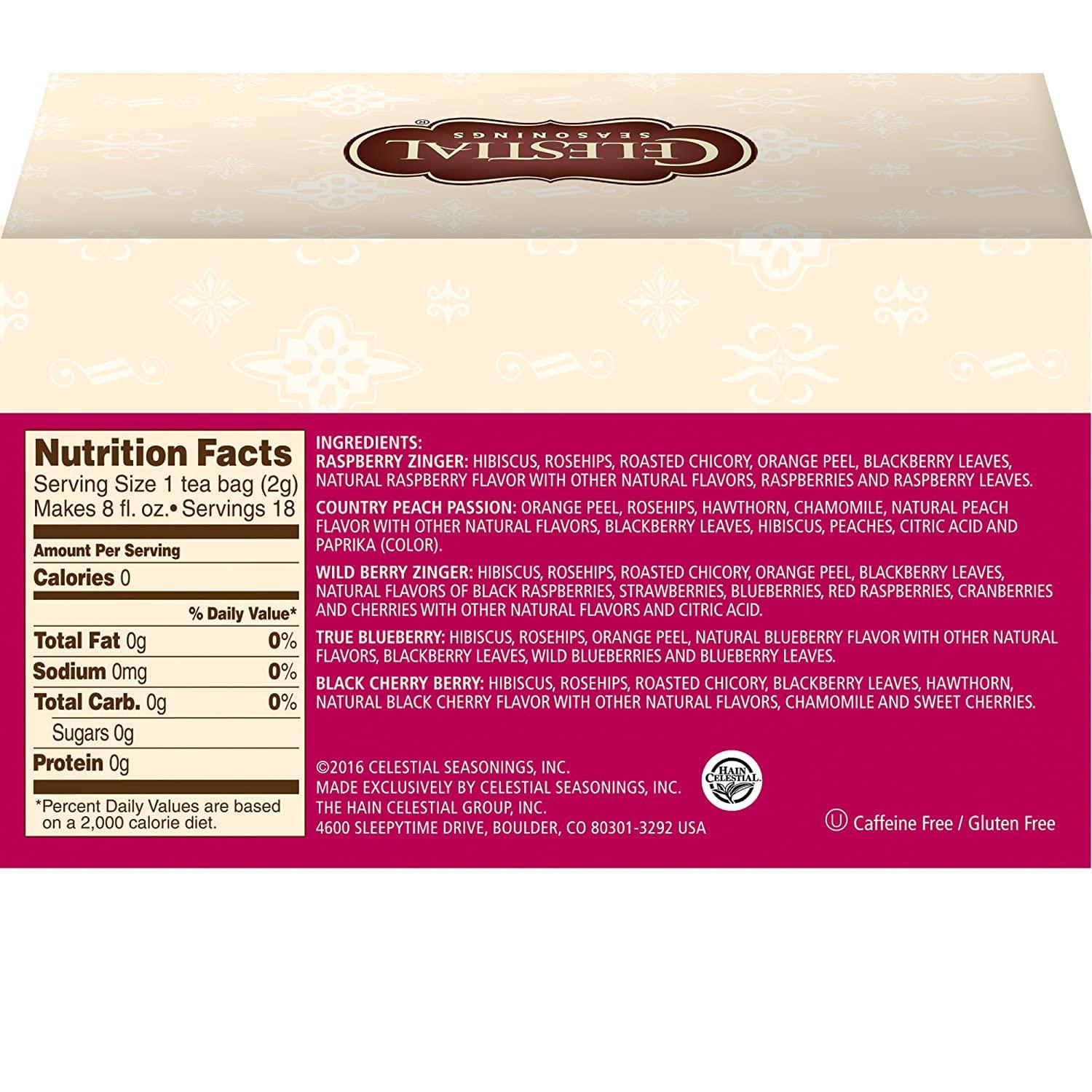 Celestial Seasonings Celestial Seasonings Herbal Tea, Fruit Tea Sampler, 18 Count