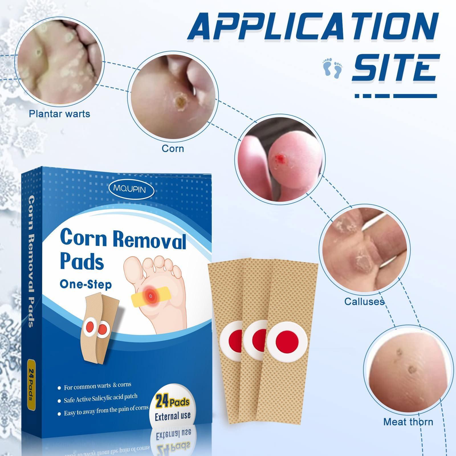 MQUPIN 24 Count Corn Removal Pads for Feet and Toe, Corn Feet Remover for Feet Extra Strength, Callous Remover