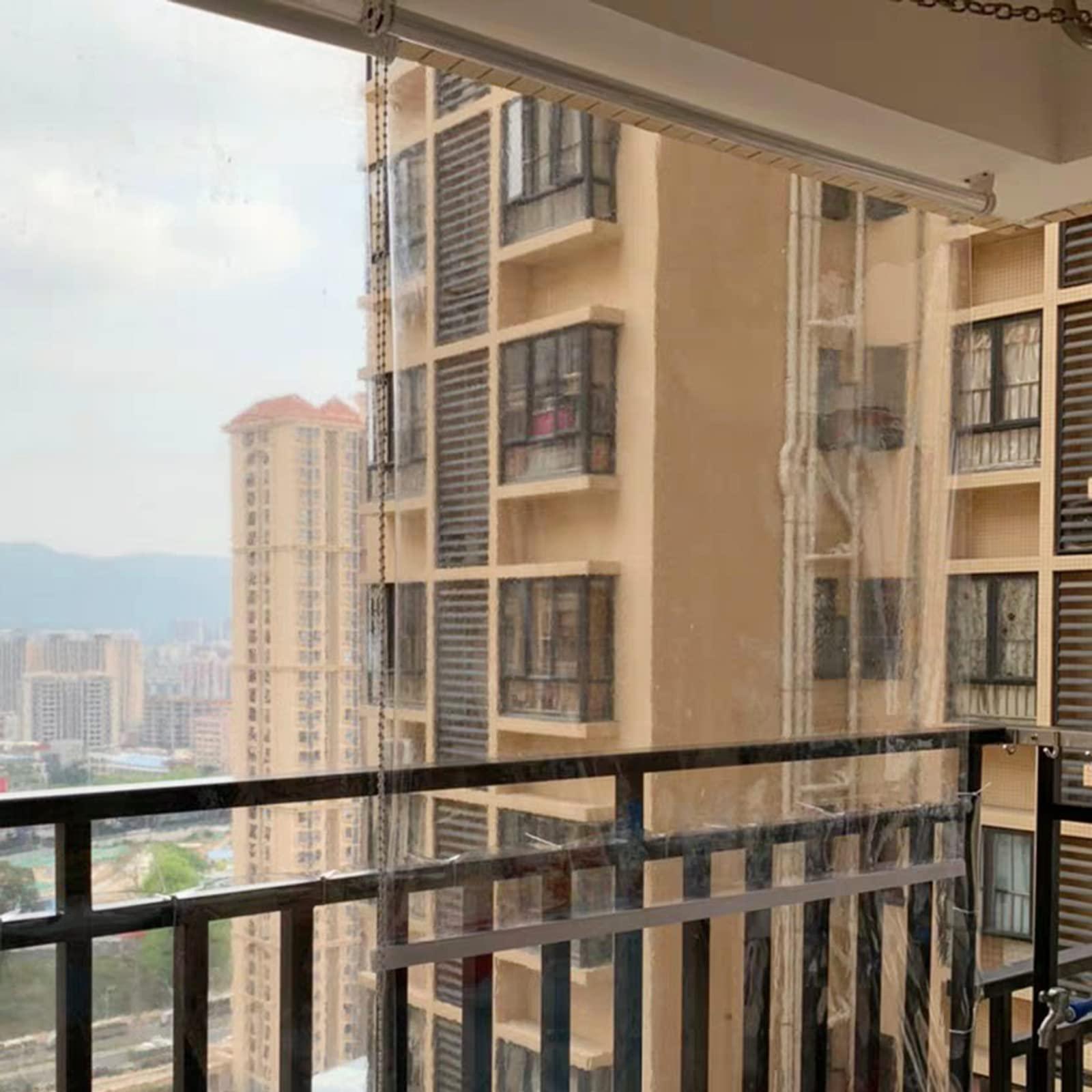 ZXCVBAS Waterproof Plastic Roll Up Blinds,Plastic Waterproof Clear Roll Up Blinds, Exterior Clear Waterproof Roll Up Blinds,for Outdoor Pergola Patio, HD Transparent Screens,75x120cm/29.5x47.2in