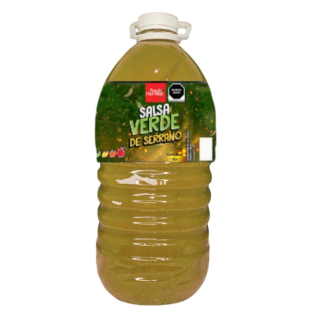 Fresh Harvest By Pafsa Serrano Green Sauce 5Lt (169.05 Fl Oz) | Mexican Hot Sauce | Fresh Harvet