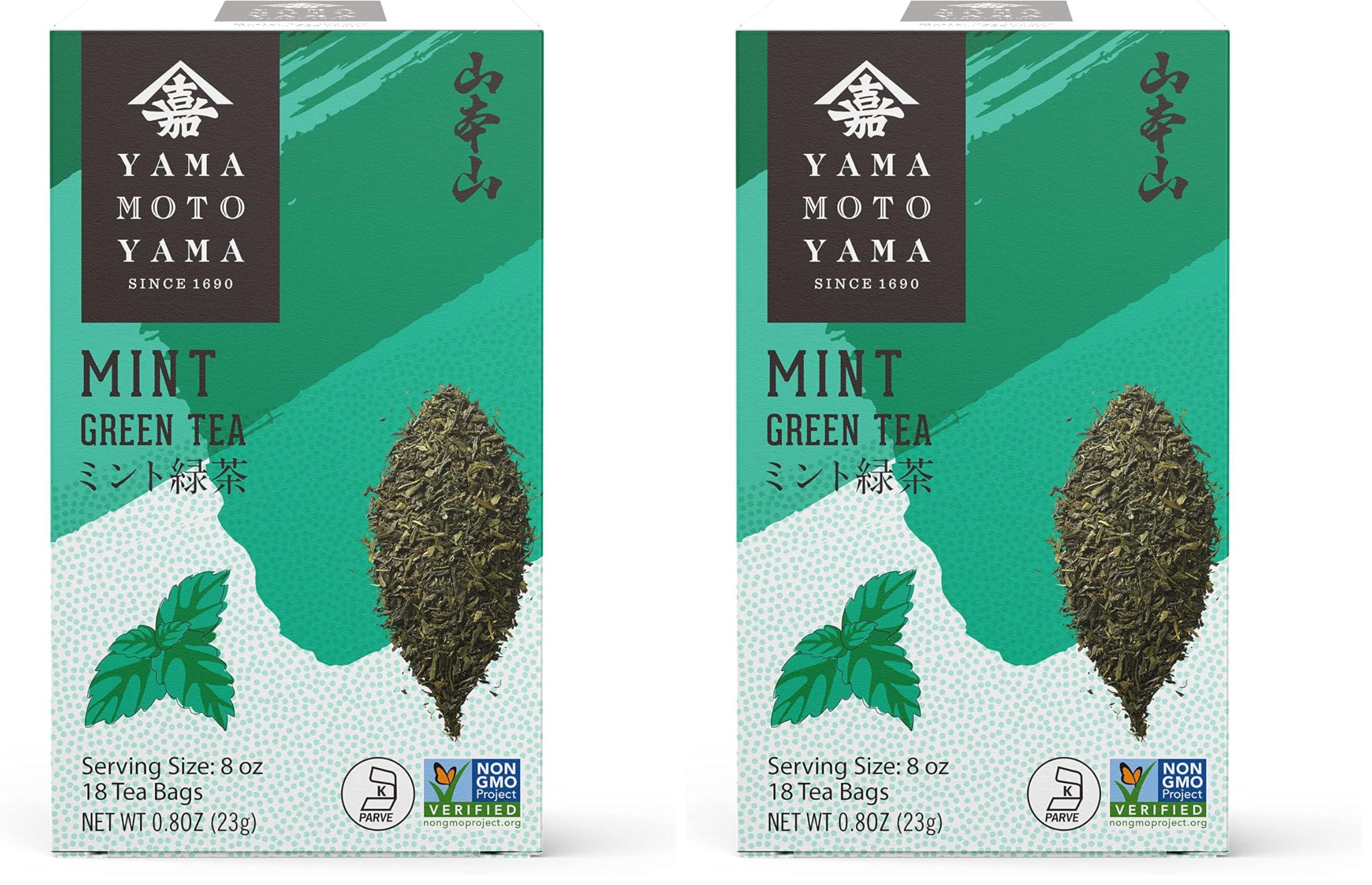 Yamamotoyama Yamamotoyama Mint Green Tea, 18 bags (Pack of 2)