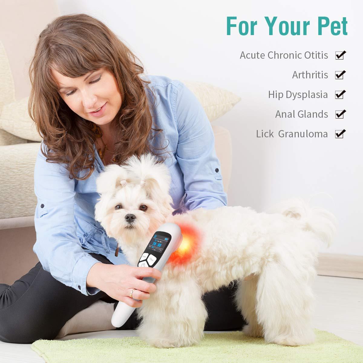 YOUICHIC Handheld Cold Laser Therapy Device with LED Display, Low Level Red Light Therapy for Dog Human Pain Relief Joint and Muscle, Body Back Shoulder Knee Pain, 4 Power & 4 Timer