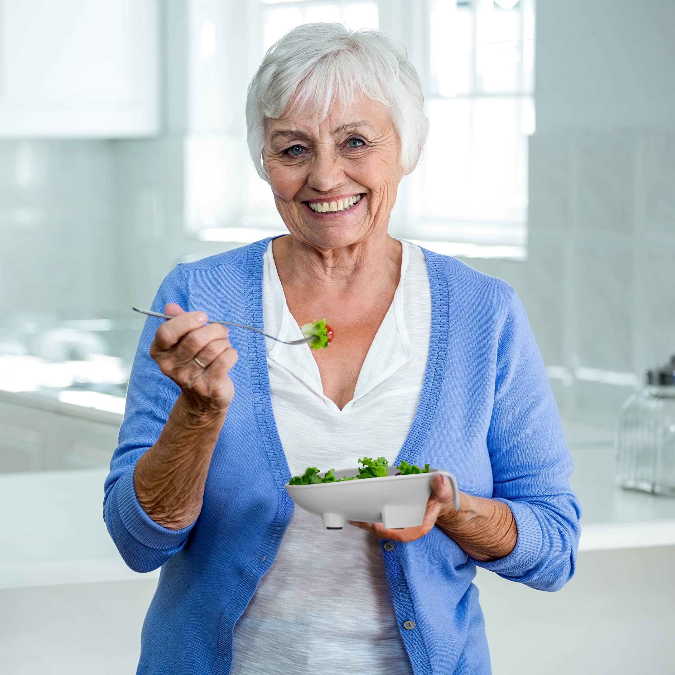 SENIOR ICARE Small Scoop Plates for Elderly - Assistive Dining Aid, One-Handed Adaptive Equipment, Non-Skid Bowls with Handles, Disabled Products for Adults, 6 inches by Senior ICare