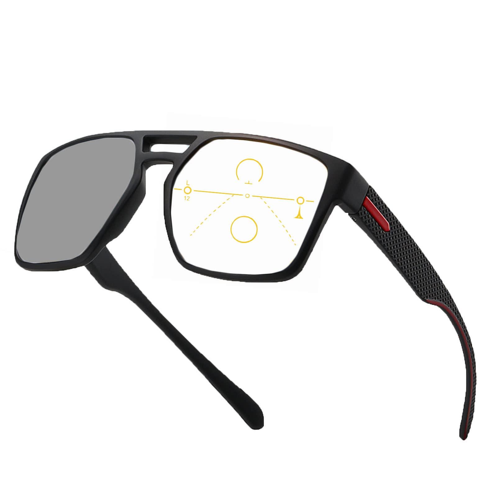 willochra Photochromic Progressive Multifocal Reading Glasses for Men Near Far Presbyopic Sport Driving Transition Reader Sunglasses (black, 1.0, multiplier_x)
