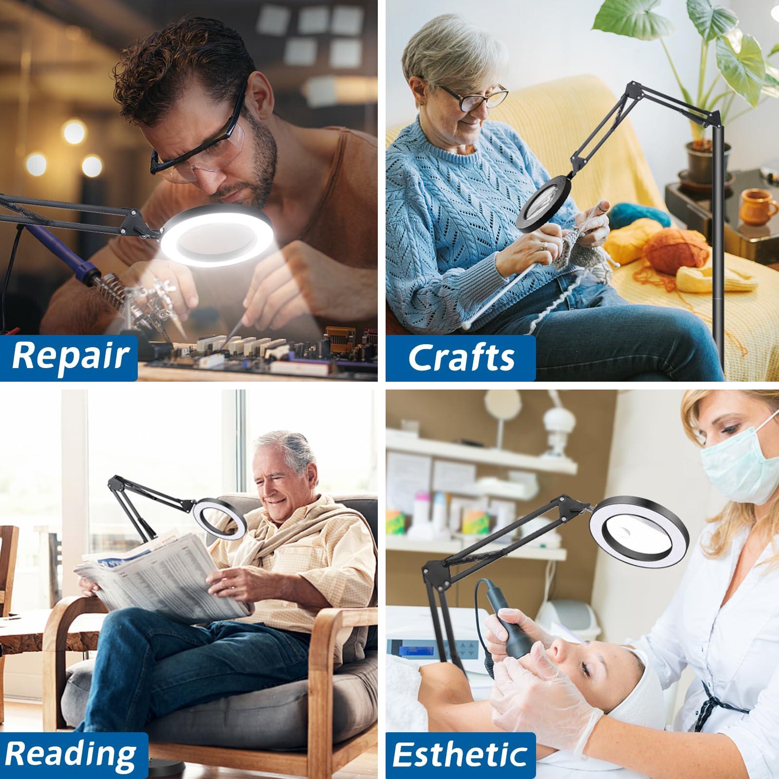 NZQXJXZ NZQXJXZ 10X 20X Large Floor Magnifying Glass with Light and Stand, 72 LED Floor Magnifying Lamp, Floor Magnifiers for Reading, Sewing, Crafts, Close Work