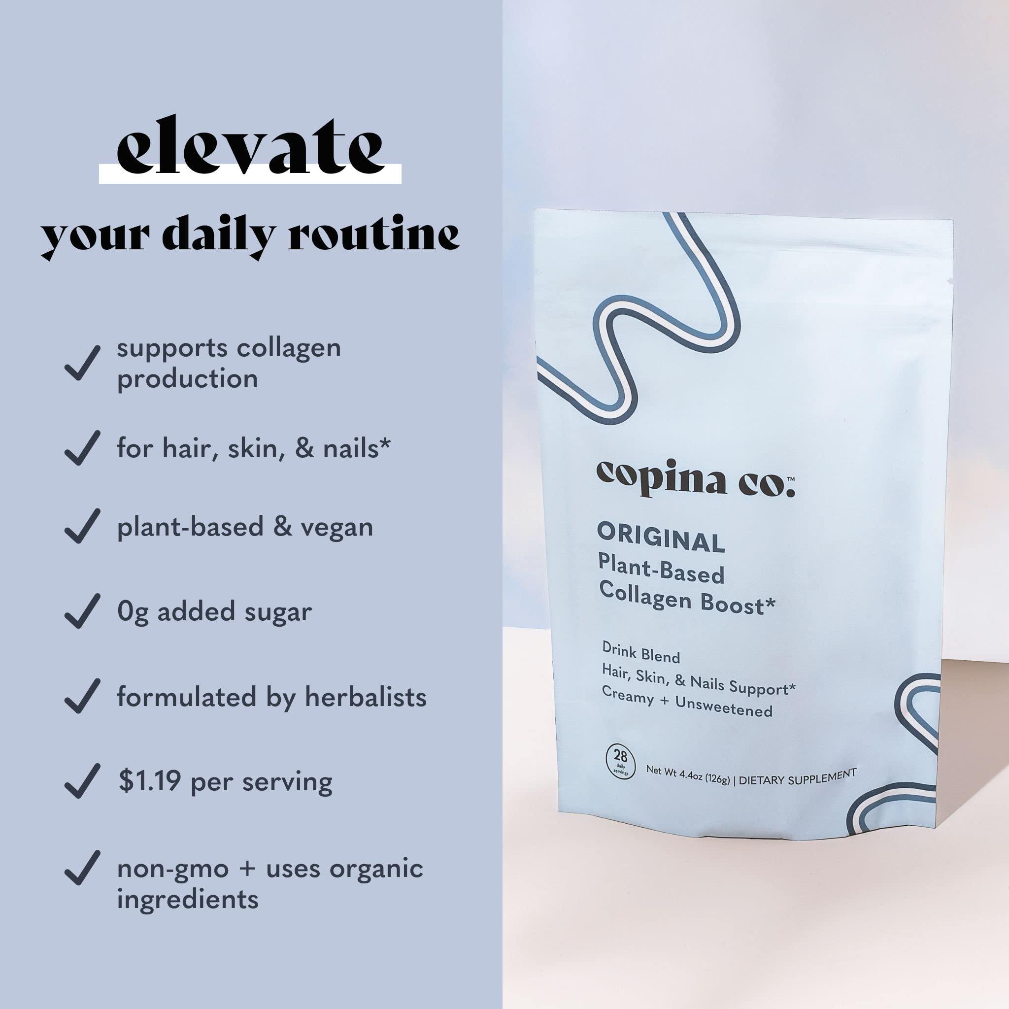 Copina Co. Copina Co Original Vegan Collagen Booster Creamer Mix: Plant Based Collagen Support Smoothie Drink Vegan Creamy Blend | Original Flavor | 3 Bags - 25 Servings per Bag