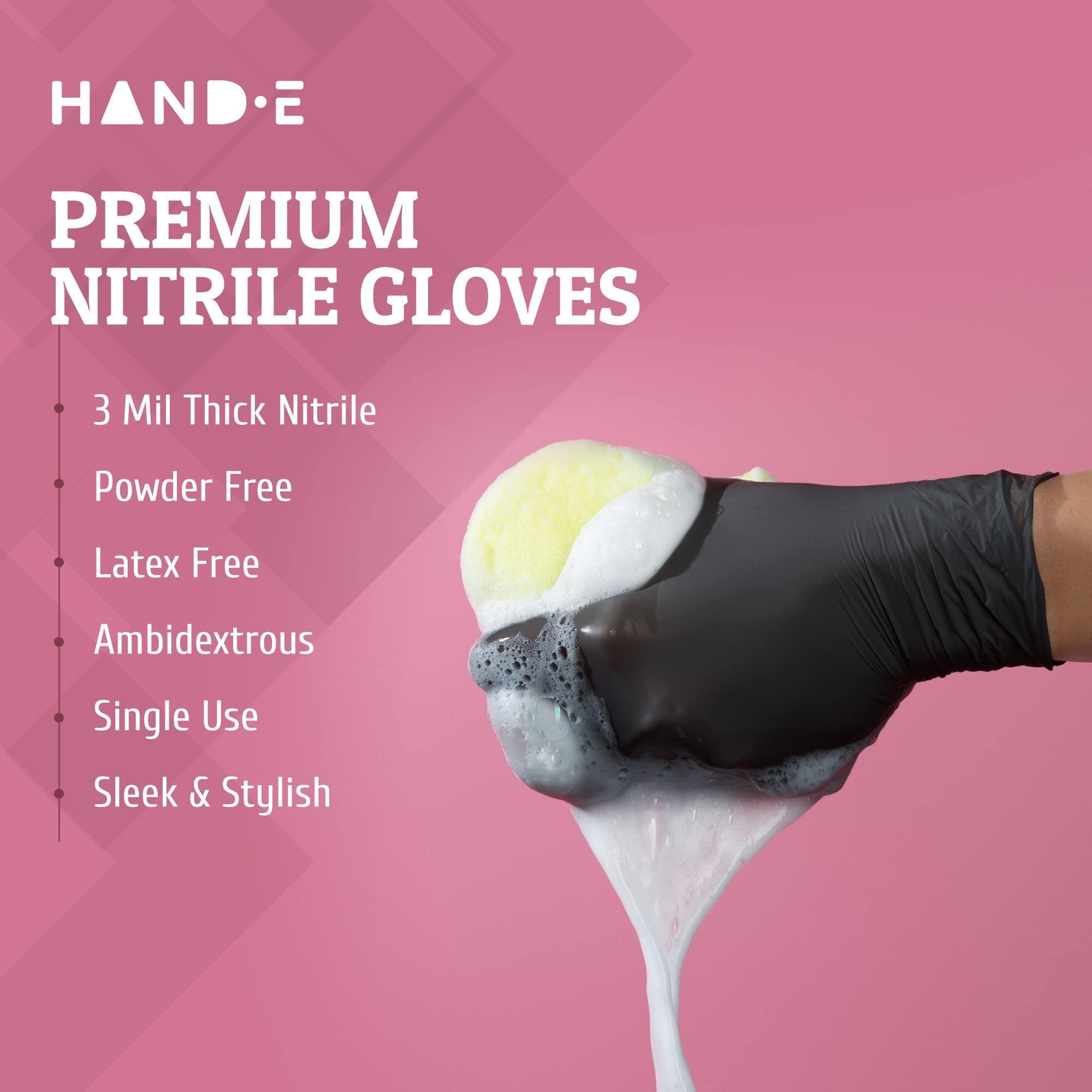 Hand-E Touch Hand-E Touch Black Nitrile Disposable Gloves Medium, 200 Count - BBQ, Tattoo, Hair Dye, Cooking, Mechanic Gloves - Powder and Latex Free Gloves