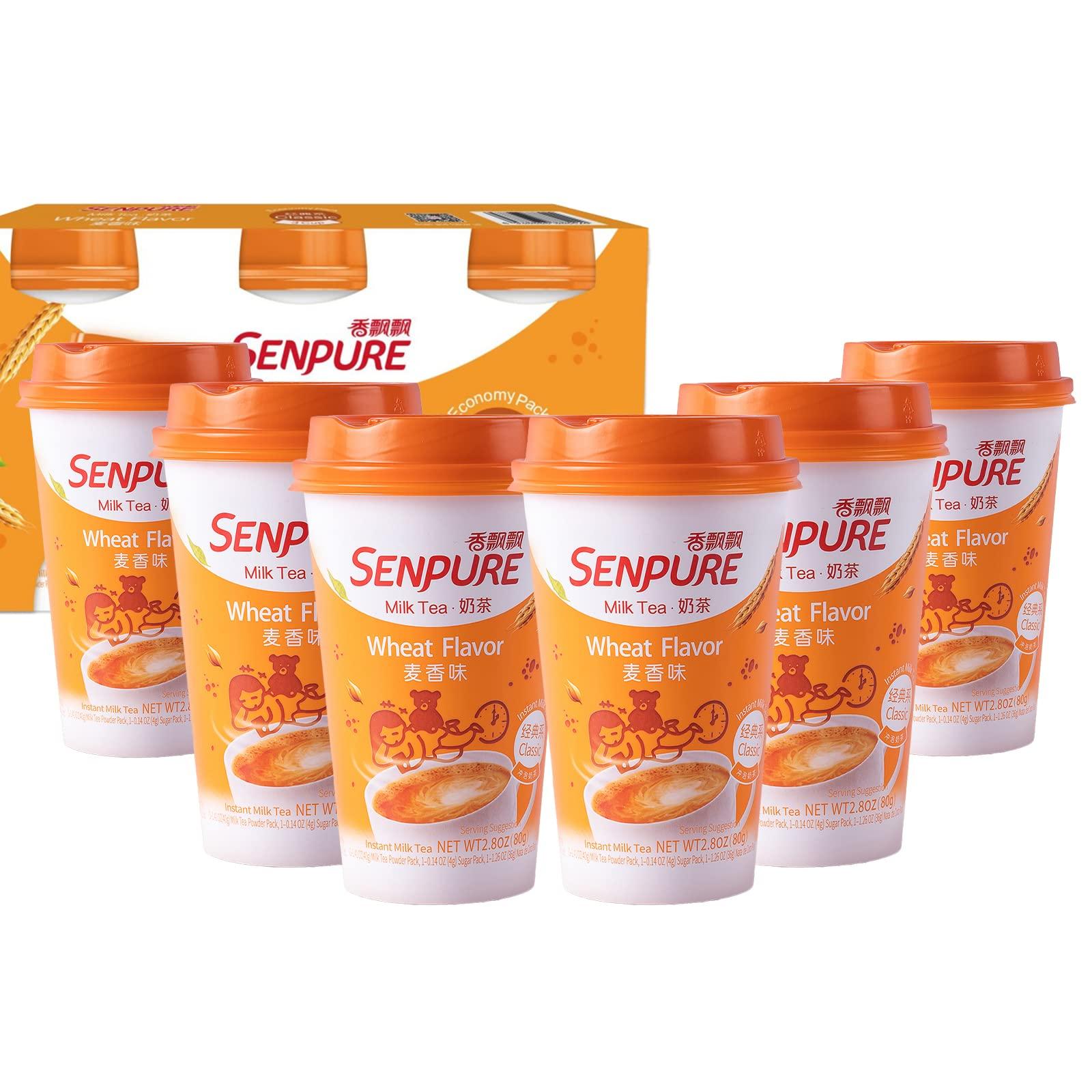 SENPURE Senpure 6-Pack Milk Tea Wheat Flavor with DIY Sugar Pack, Authentic Instant Tea, serve Cold or Hot Drinks