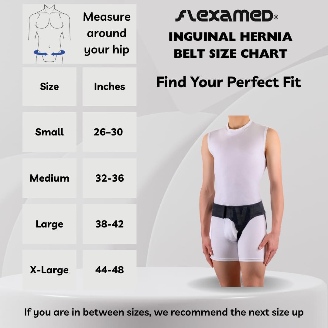 FlexaMed FlexaMed Right Side Inguinal Hernia Groin Belt with Compression Pad Black (M 32-36)