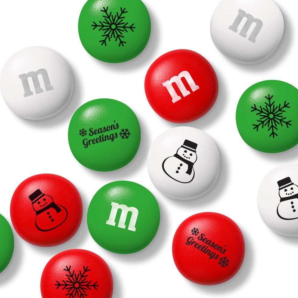 M&M\'S WORLD M&MS Holiday Gift Bottle in Snowflake Tube, Unique Holiday Gift filled with Pre-Designed M&MS Holiday Candies