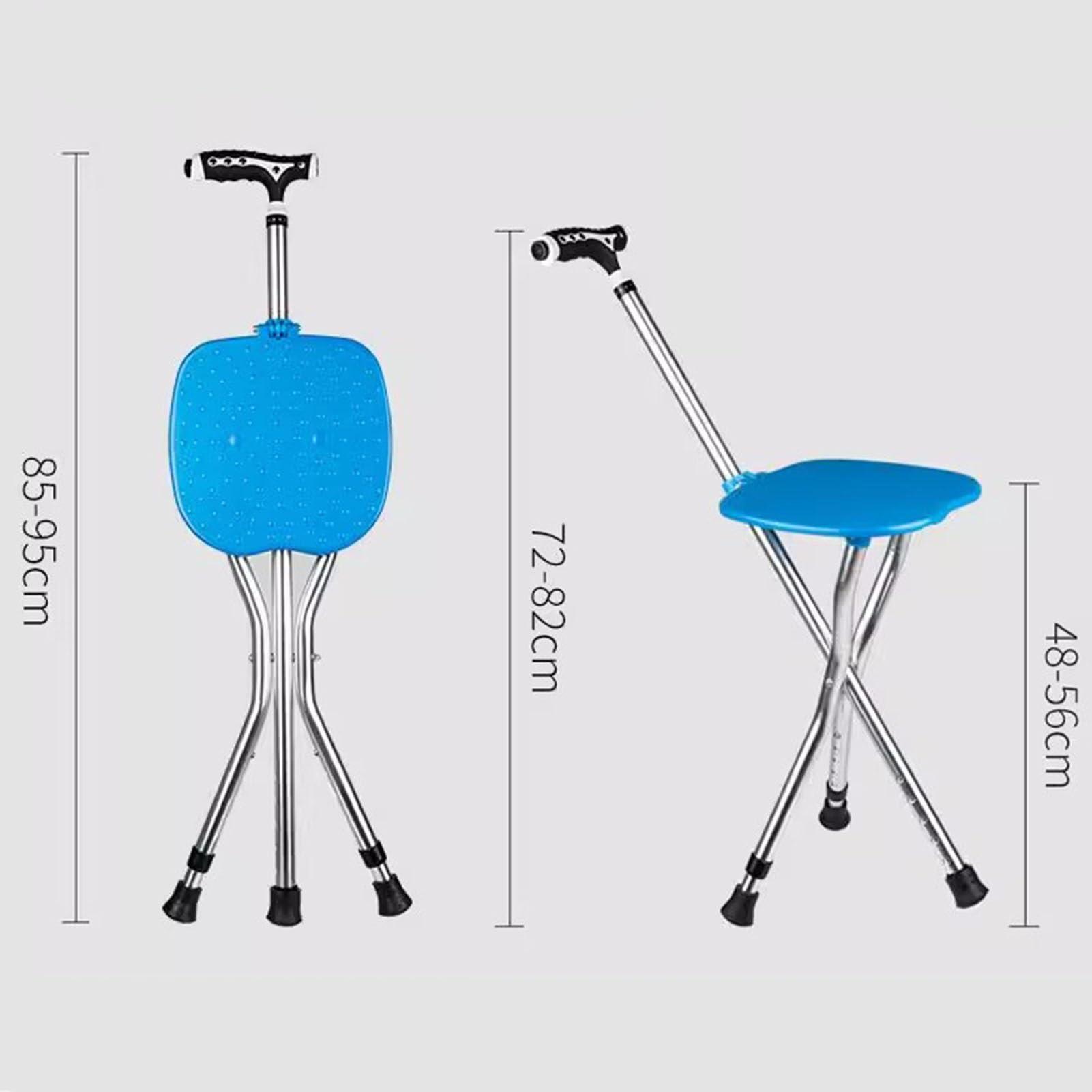 SPXTOM Hold 440 lbs Walking Cane Stick with Seat, Height Adjustment, Aluminum Alloy Massage Crutches Stool, Elderly Seniors Outdoor Travel Mobility Aid, Folding (Size : Black)