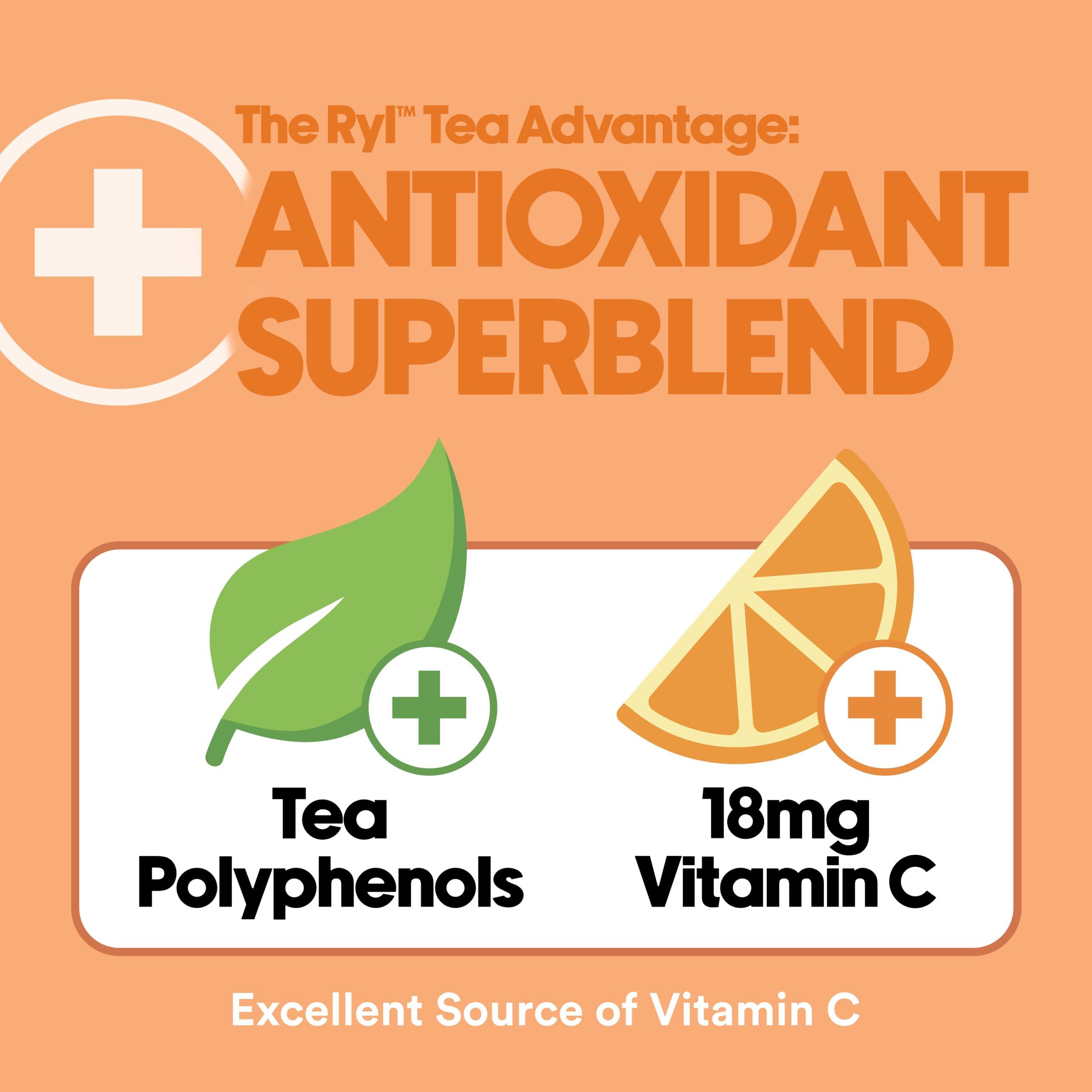 The Ryl Co Ryl Iced Tea, Peach, Antioxidant Superblend, Zero Sugar, Low Carb, Zero Calorie Iced Tea, 16.0 Fl Oz (12-Pack)