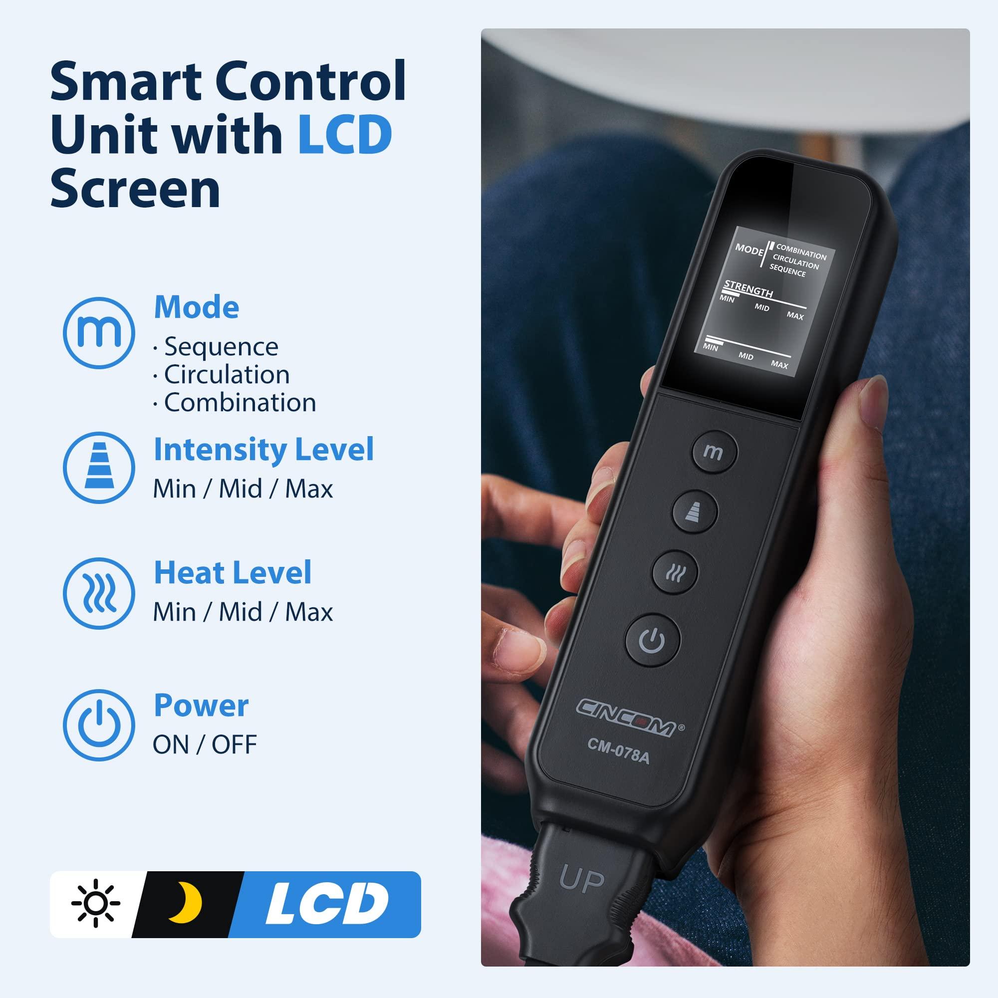 CINCOM CINCOM Leg Massager with Heat and Compression, Leg Massager for Circulation and Pain Relief FSA HSA, 3 in 1 Air Compression Boots for Leg Calf & Foot Recovery Edema Relief, Gifts