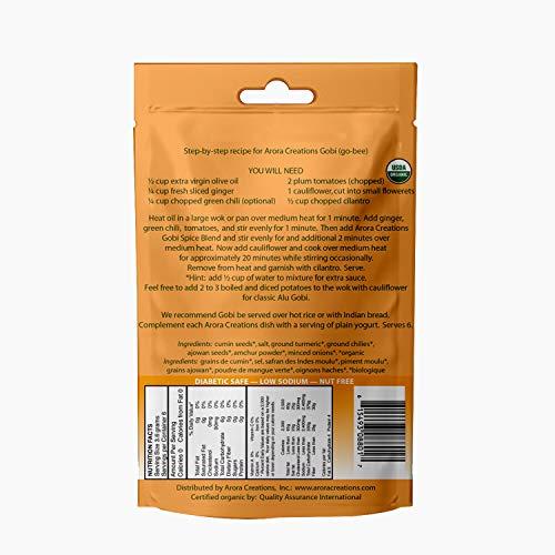 Arora Creations Vegan Organic Gobi Cauliflower Indian Spice Blend - Arora Creations 0.8oz (6-Pack) | Gluten Free, Non-GMO, Low Sodium | Easy to Cook Indian At Home!