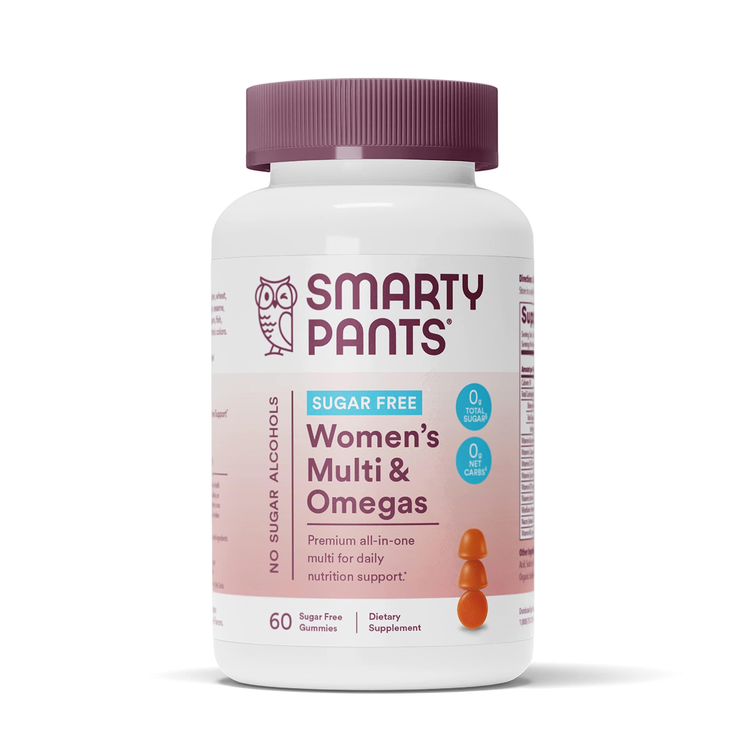 SmartyPants SmartyPants Women\'s Multivitamin Gummies, Sugar Free: Biotin, Methylfolate, Omega 3 (ALA), Vitamin D & Kids Multivitamin Gummies and Fiber Supplement: Omega 3 Fish Oil (EPA/DHA), Vitamin D3