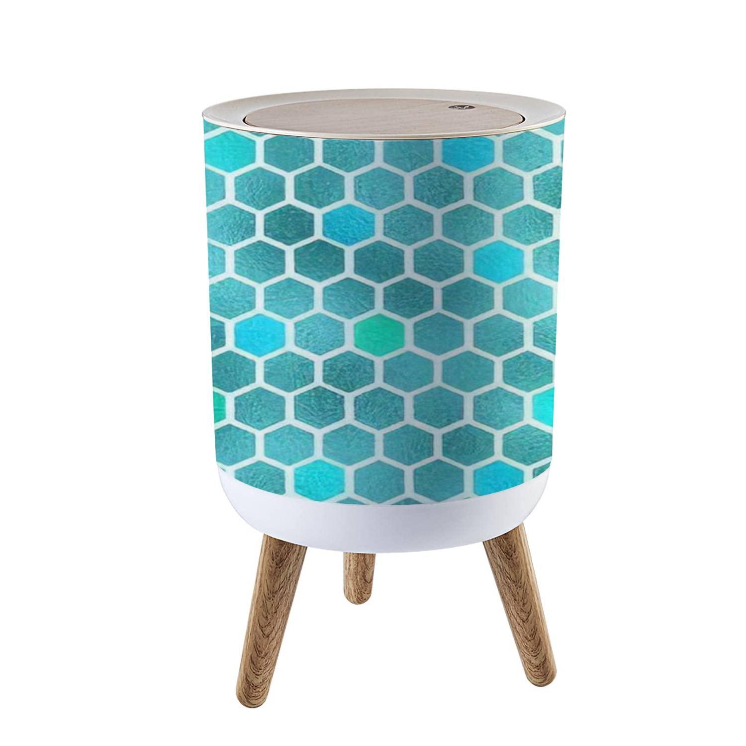 IBPNKFAZ89 Small Trash Can with Lid Mint gold Abstract styles Golden foil tinted paper Good for wedding Garbage Bin Wood Waste Bin Press Cover Round Wastebasket for Bathroom Bedroom Diaper Office Kitchen
