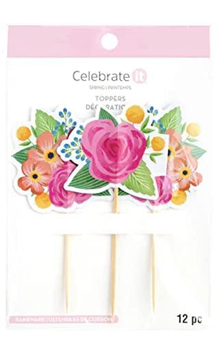 MSPCI MSPCI Floral Bouquet Garden Charm Toppers Picks by Celebrate It Spring, 12 ct, Multicolor, 650765
