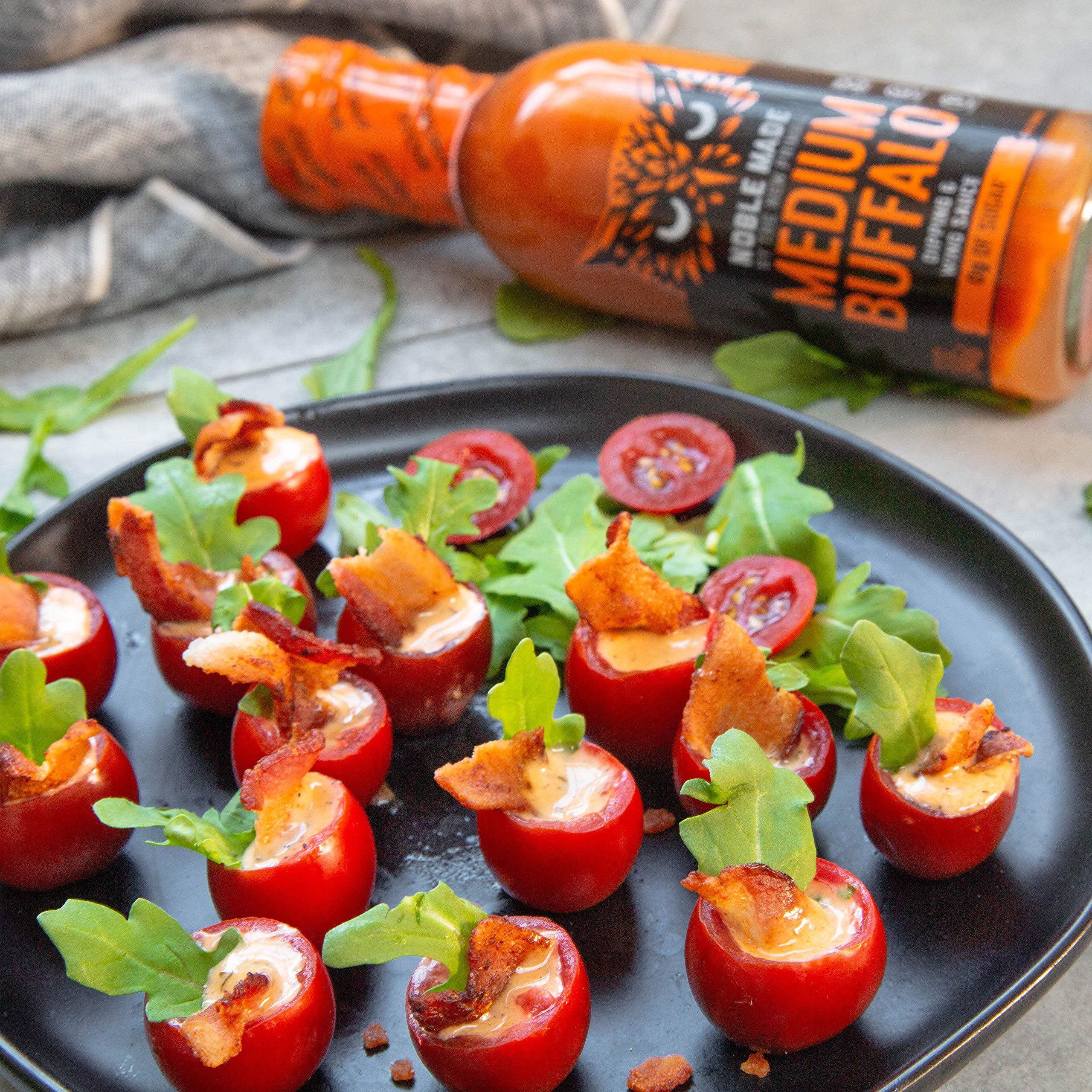 The New Primal Noble Made Buffalo Sauce, Keto, Gluten Free, Vegan Dipping & Wing Sauce, Low Carb, Dairy Free, Low Calorie, Paleo, Low Sugar, and Whole30 Approved, Medium Buffalo, 13 oz (1 Count)