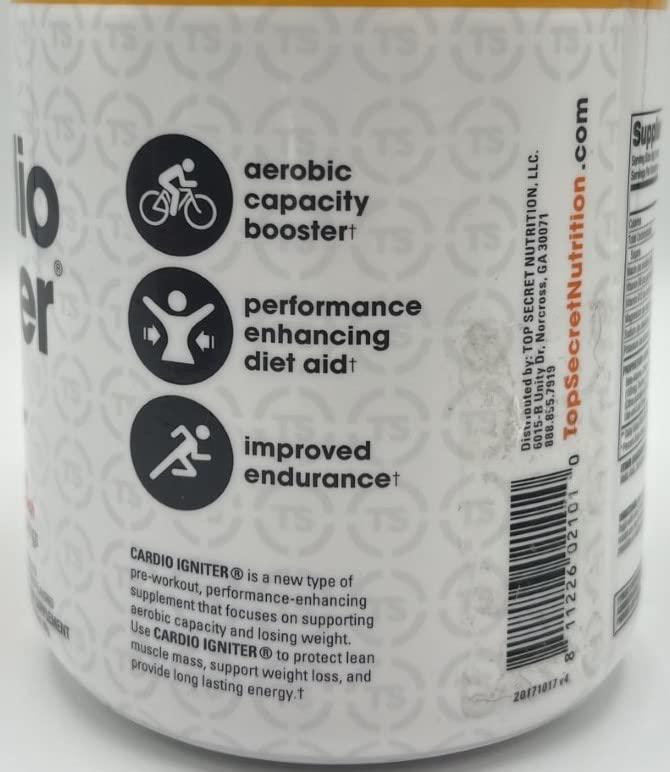 Top Secret Nutrition Top Secret Nutrition Cardio Igniter Pre-workout Supplement with Beta-alanine, L-Carnitine, and Red Beet Extract, 6.35 oz. (180g), (30 Servings) Fruit Punch