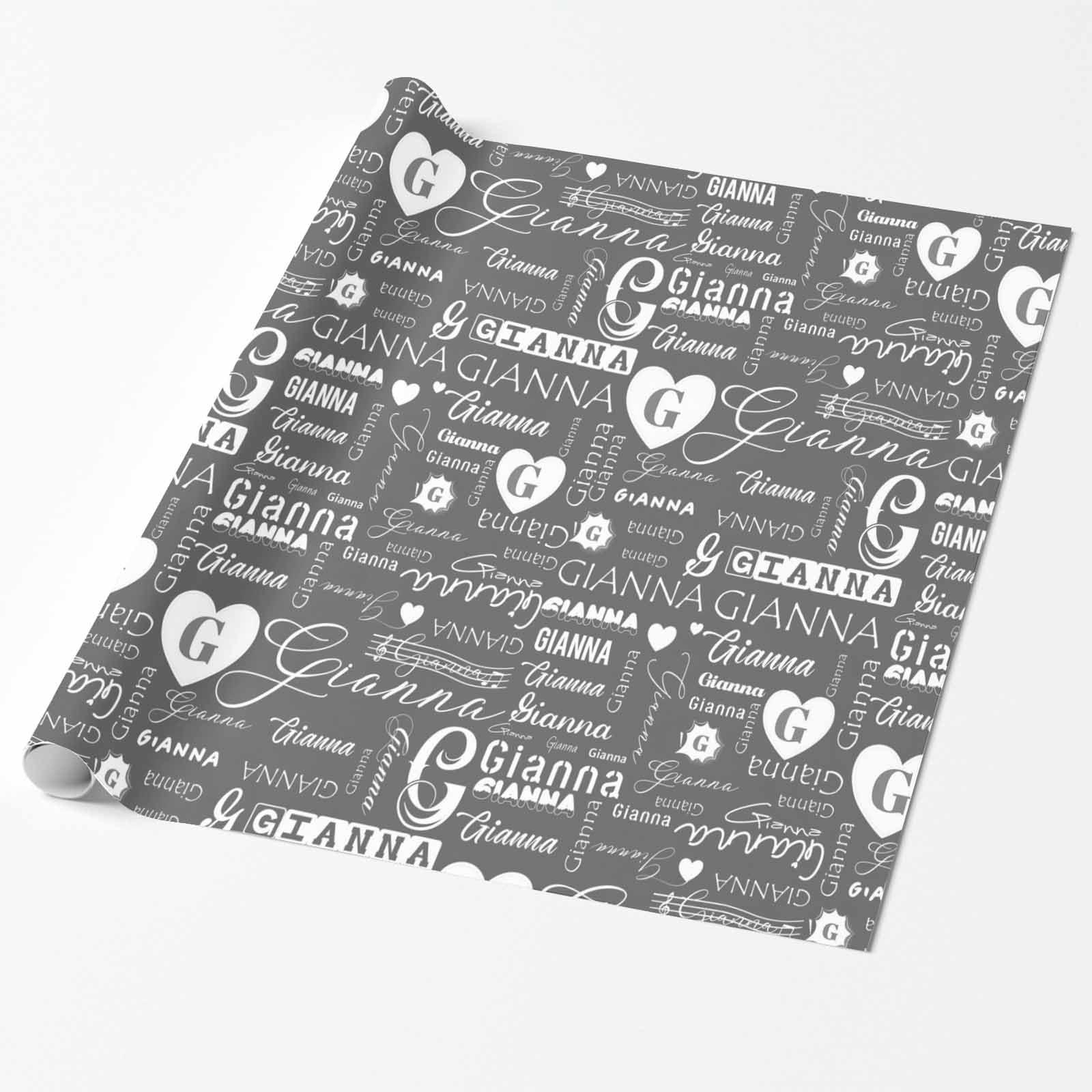 MyPhotoPrint Personalized Wrapping Paper Roll Gift Wrap Wrapping Paper Roll Grey for Men Women Christmas
