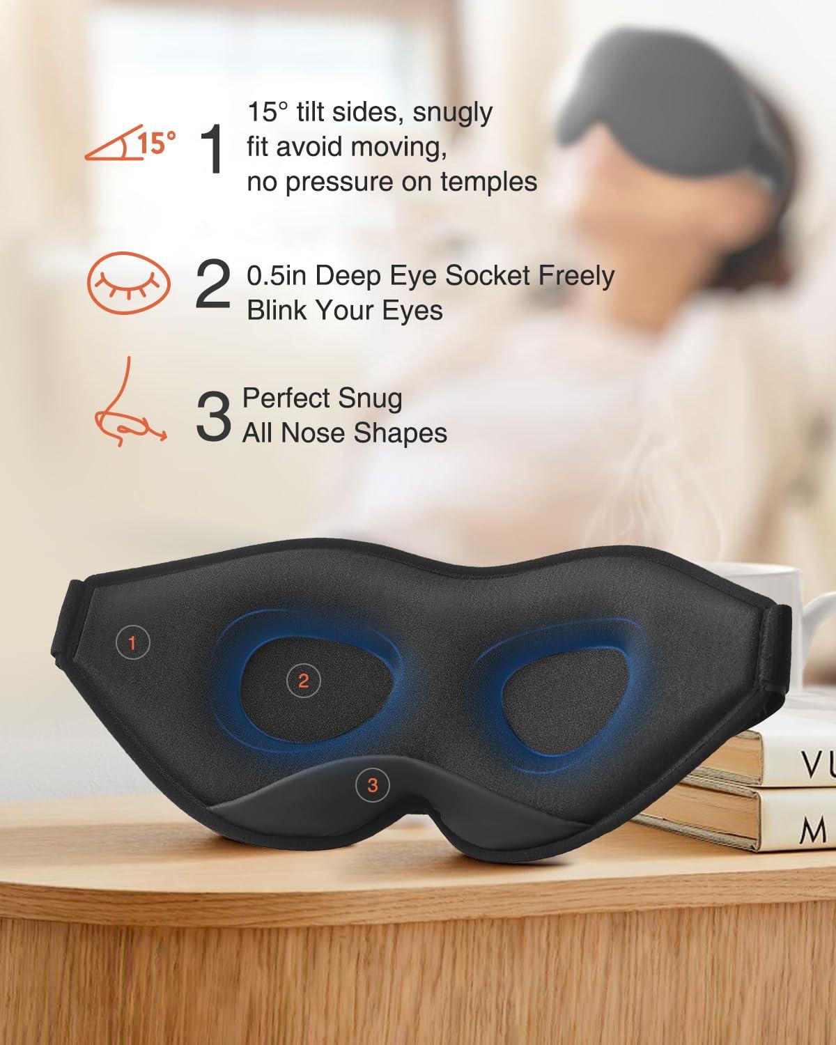 Ezona Heated Eye Mask, Warm Eye Compress Mask for Dry Eyes, USB Electric Eye Heating Pad with Temperature & Timer Control, Sleep Mask, 3D Deep Contoured Eye Mask Sleeping for Men and Women