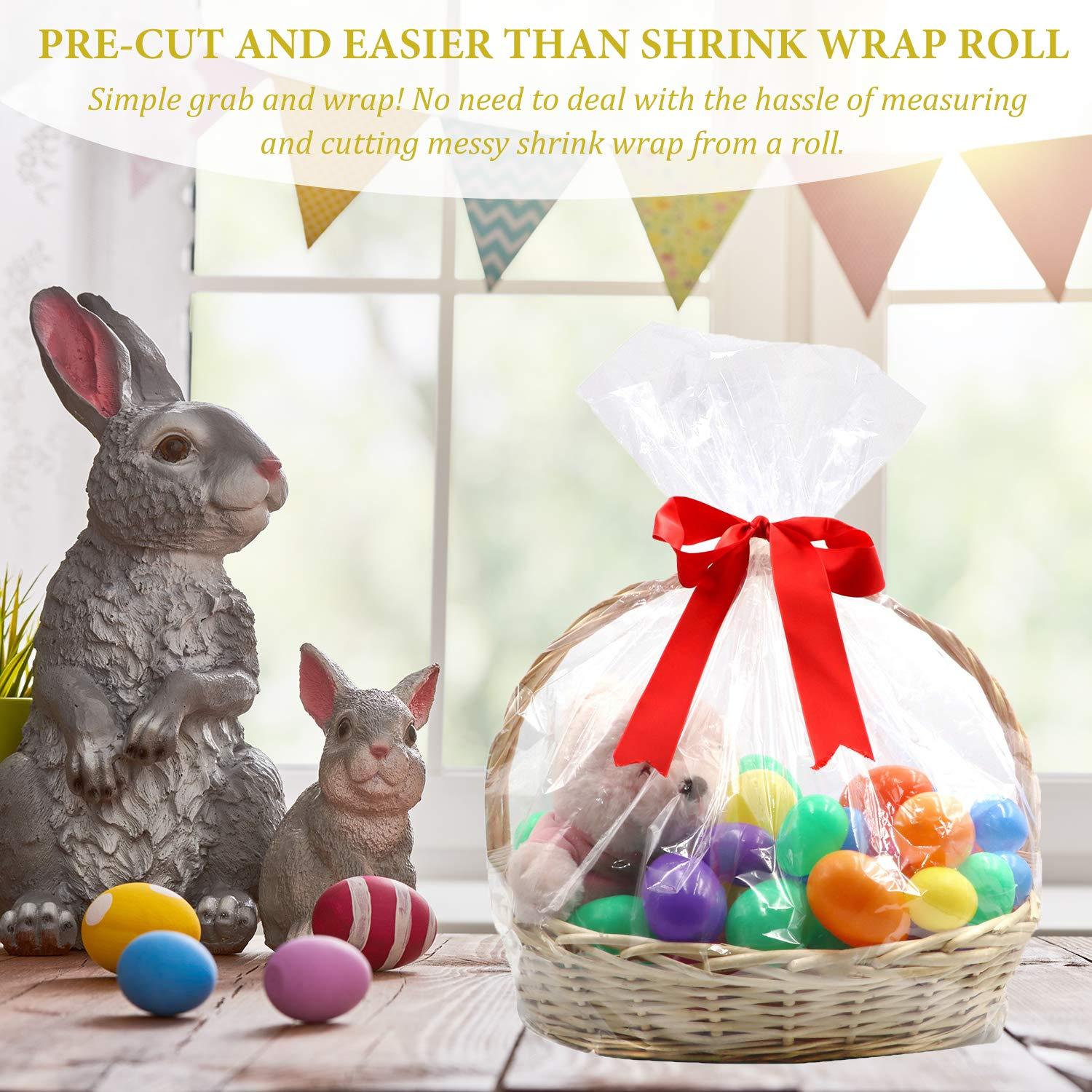 Morepack Morepack Extra Large Shrink Wrap Bags for Gift Baskets, 32x40 inches Clear PVC Heat Gift Basket Shrink Bags 5 Pack