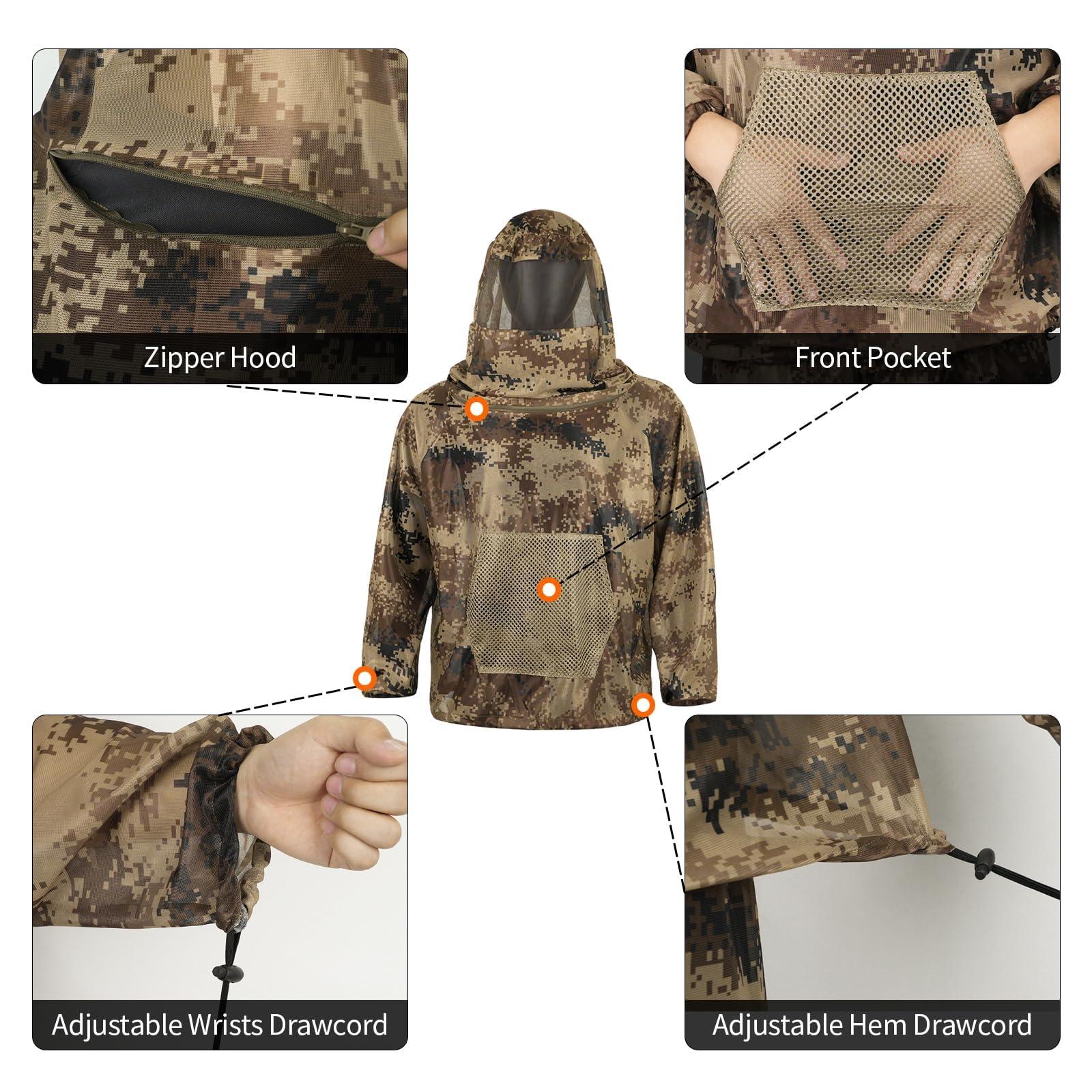 LOOGU LOOGU Mosquito Suits, Net Bug Pants & Jacket Hood Sets - Ultra-fine Mesh - With Fishing, Hiking, Camping and Gardening