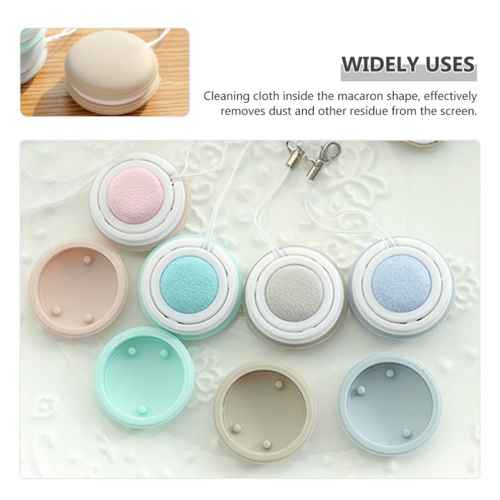 Healifty Healifty Pouch Microfiber Cleaning Cloth Macaron Shape - 4pcs Portable Lens & Screen Cleaner Cloth Keychain Mini Phone Screen Wiper Glasses Eyeglass Brush (Pink,Blue,Green,Khaki)