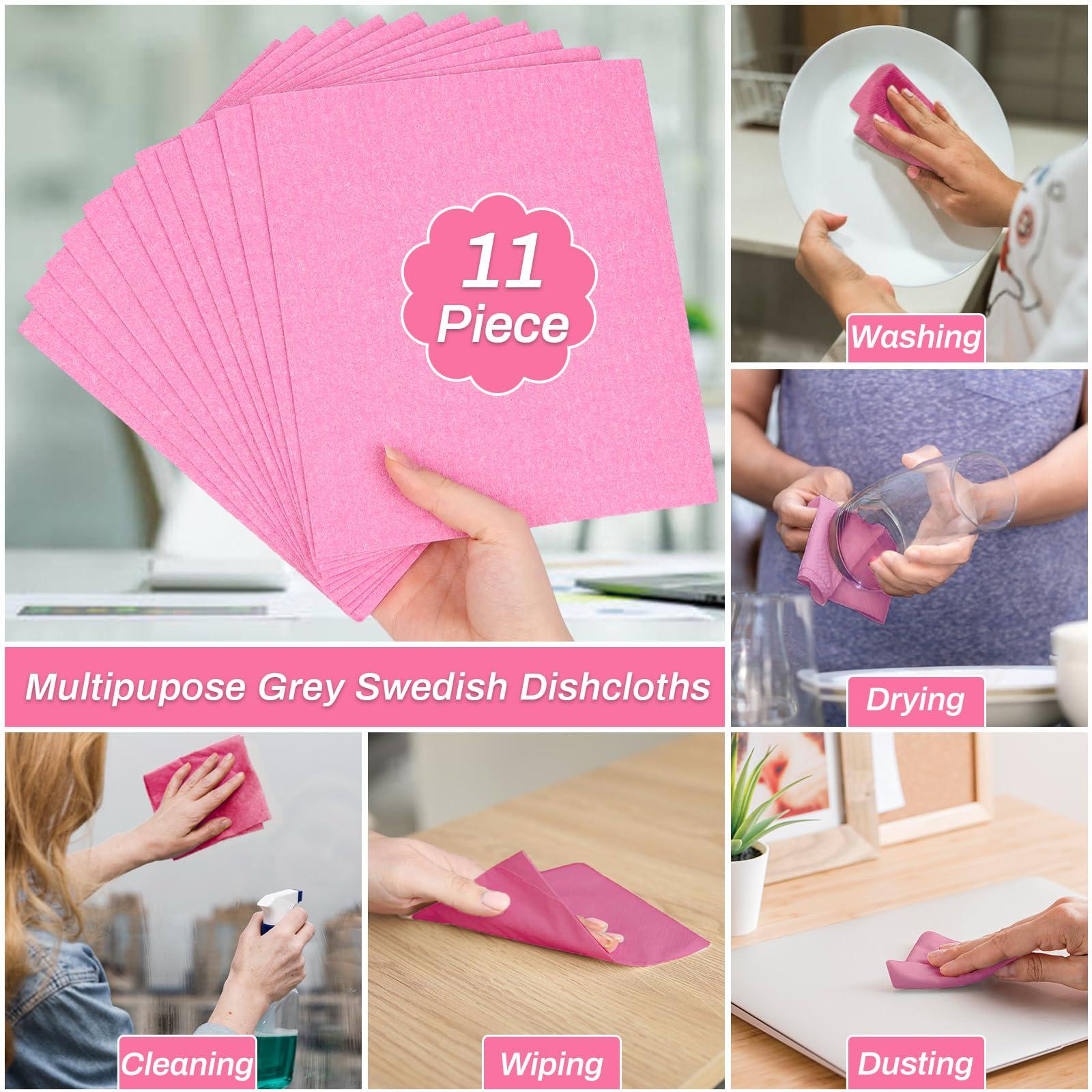 Lucomb Lucomb 11 Pack Swedish Dishcloths Washable, Cellulose Sponge Swedish Dish Cloths Reusable Kitchen Rags Fast Drying Towels for Washing Dish Kitchen Cleaning, No Odor