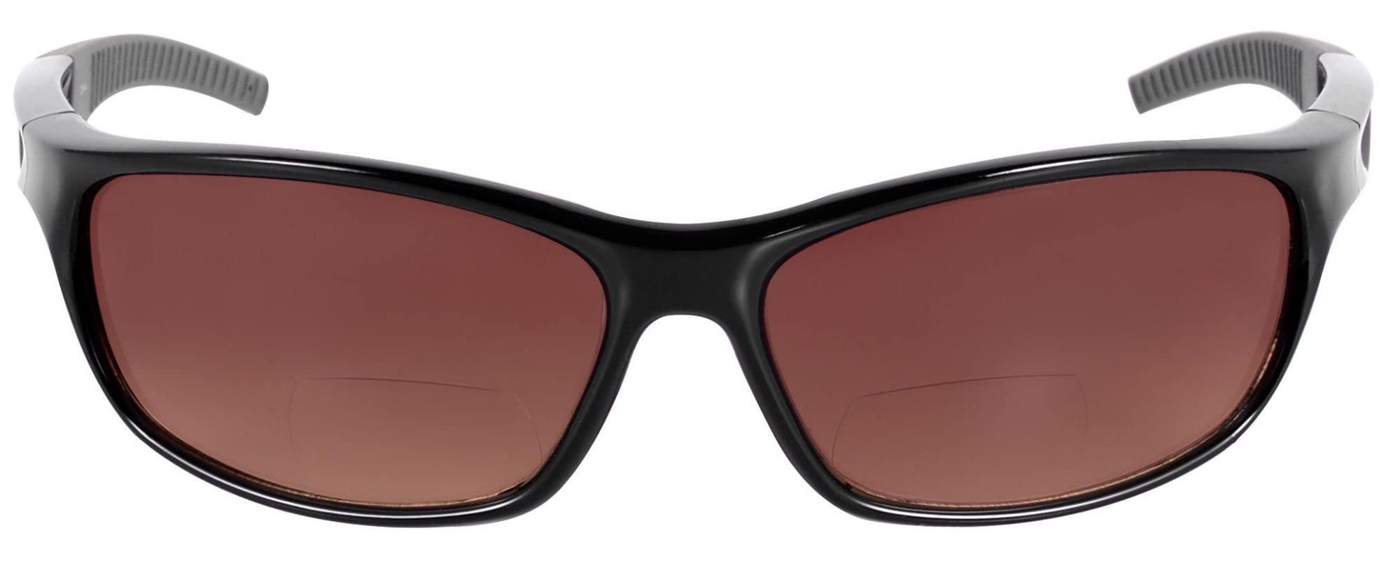 Mass Vision Mass Vision \'The Competitor\' 2 Pair of Lightweight Precision Sport Wrap Bifocal Sunglasses Featuring High Definition Lenses (Black/High Definition Amber, 2.5, x)