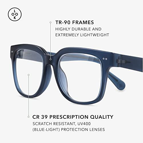 LOOK OPTIC LOOK OPTIC Laurel Reader - Stylish Unisex Ultra-lightweight Reading Glasses with Scratch-Resistant, Prescription-Quality (Full Magnification - Not Progressives) 1.00, Navy