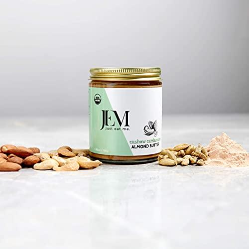 JEM Just Eat Me. JEM Organics Cashew Cardamom Almond Nut Butter, Organic, All Natural, Gluten-Free, Vegan, Paleo, Keto Snack, 6 oz Jar, Single Pack