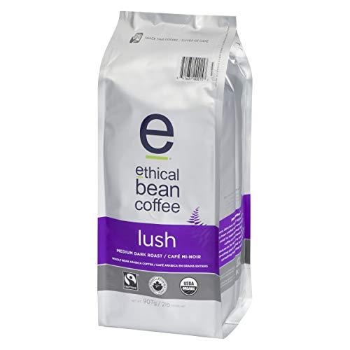 Ethical Bean Coffee Lush Ethical Bean Coffee: Medium Dark Roast Whole Bean Coffee - USDA Certified Organic Coffee, Fair Trade Certified - 2 lb Bag (908 g)
