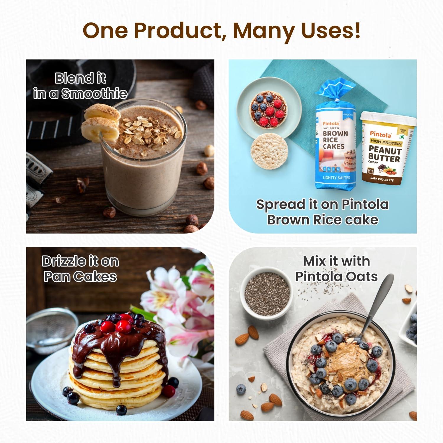 Pintola Pintola HIGH Protein Peanut Butter (Dark Chocolate) (Crunchy, 510g) | 30% Protein | High Fibre | NO Salt