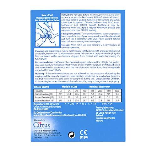 Earplanes EP2 by Cirrus Healthcare Second Generation EarPlanes Earplugs Ear Protection from Flight Air and Noise Sound (1 Reusable Pair)