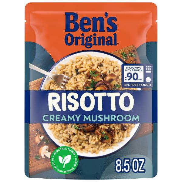 BEN'S ORIGINAL BEN\'S ORIGINAL Risotto Creamy Mushroom Flavored Rice, Easy Dinner Side, 8.5 oz Pouch (Pack of 12)