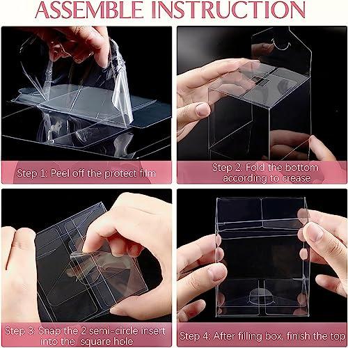 JOERSH JOERSH 3x3x3 Inches Clear Favor Boxes with Gift Ribbons 30 PCS Transparent Plastic Cube Party Favor Treat Boxes for Candy Individual Cupcake & Hot Cocoa Bomb Packaging Boxes