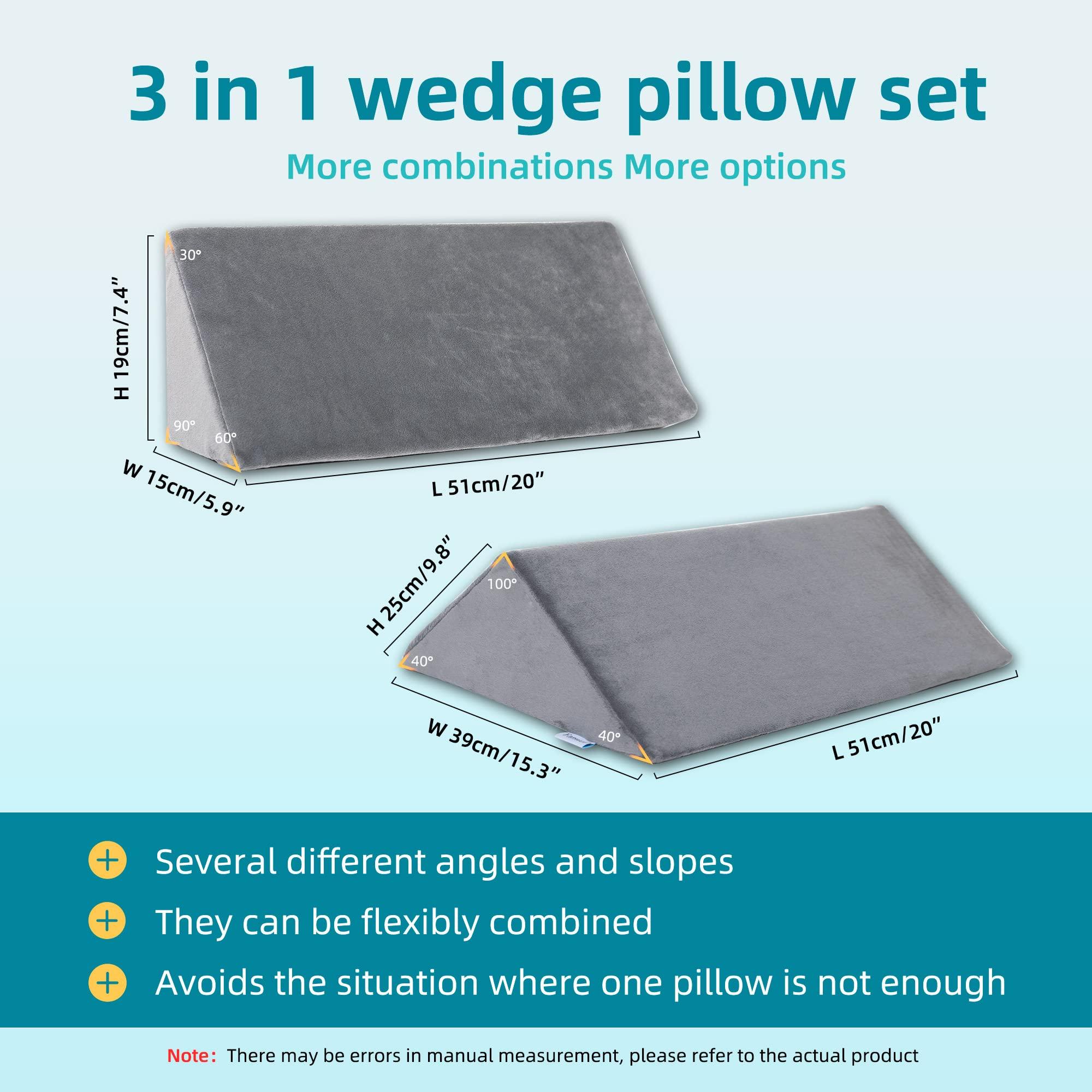 Fanwer Fanwer Bed Wedges & Body Positioners for Elderly (3 in 1),40 Degree Triangle Wedges for Bed Positioning,Triangle Pillow for After Surgery, Wedges for Bedsores,Wedge Pillow for Positioning