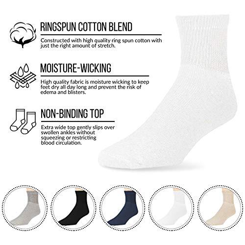 Brooklyn Socks Big and Tall Diabetic Cotton Neuropathy Ankle Socks, King Size Mens Athletic Socks (13-15, Quarter Black) - 12 pairs