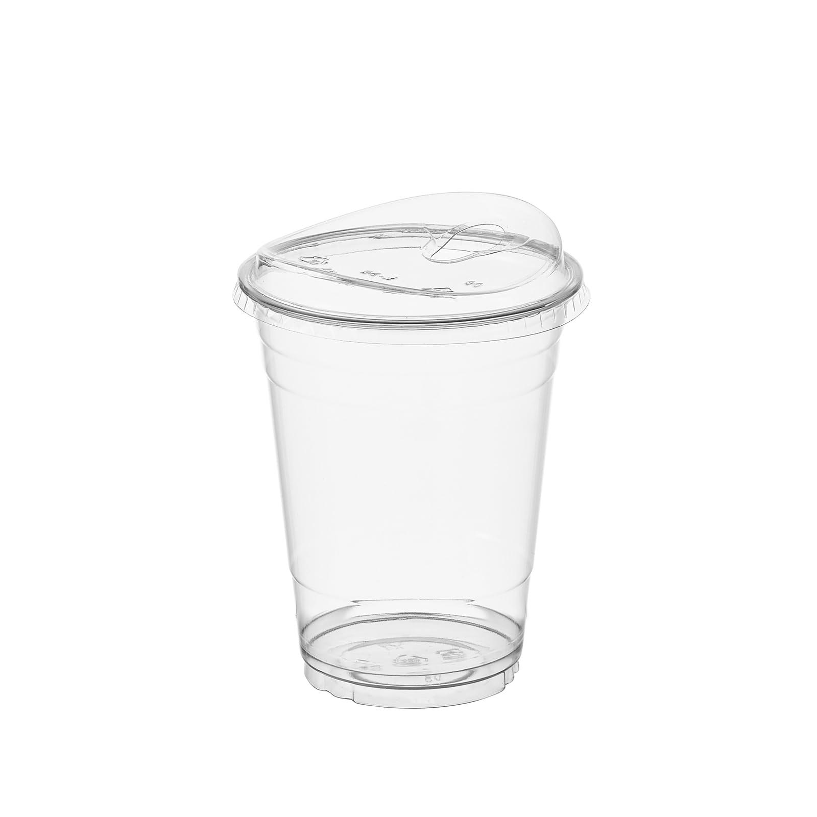 FULING FULING 100 Sets 16 oz Plastic Cups with Strawless Sip-Lids Crystal Clear Disposable 16oz Plastic Cups with Lids - Durable PET - BPA Free, for Coffee, Smoothie, Shakes