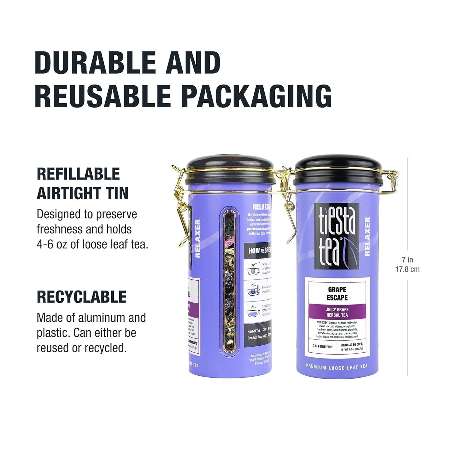 Tiesta Tea Tiesta Tea - Grape Escape | Loose Leaf | Juicy Grape Herbal Tea | Non Caffeinated Fruit Blends | Make Hot or Iced Up to 50 Cups | 4 oz Refillable Tin