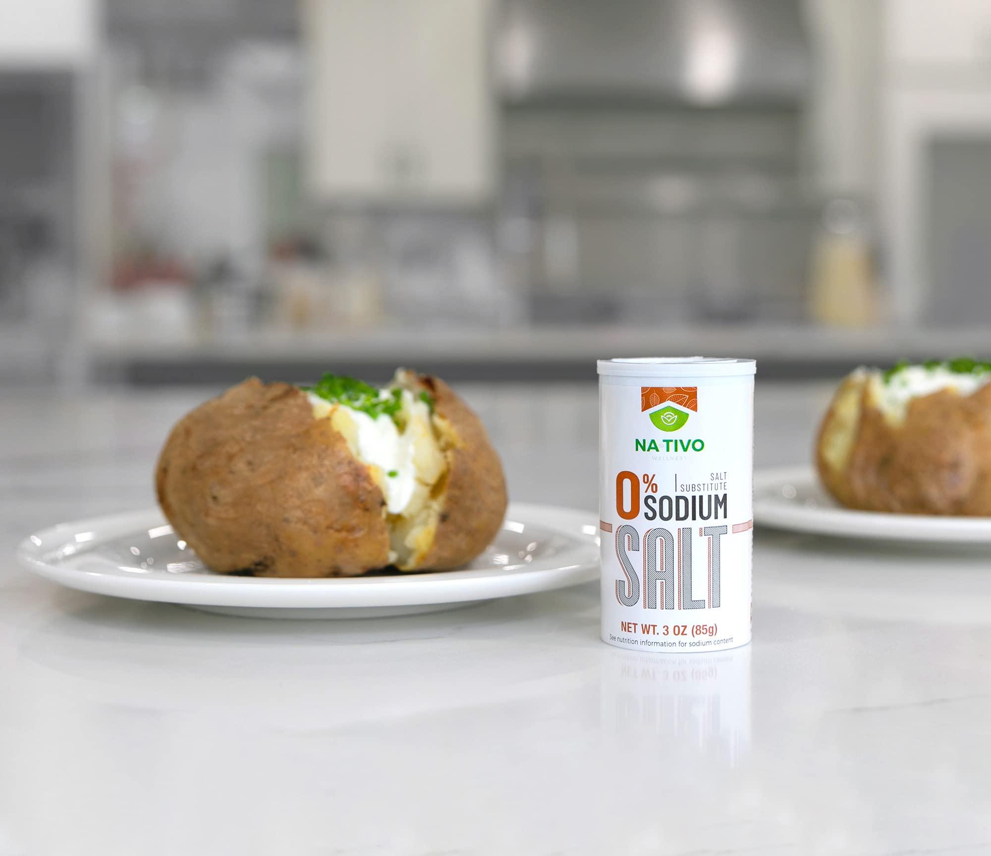 Na Tivo wellness 0% Sodium Salt Substitute - NaTivo Wellness - Salt Alternative - Gluten Free - Low in Calories - Reduce your daily Sodium intake - With Natural food products - Keto friendly - Non-GMO - 4 x 3oz