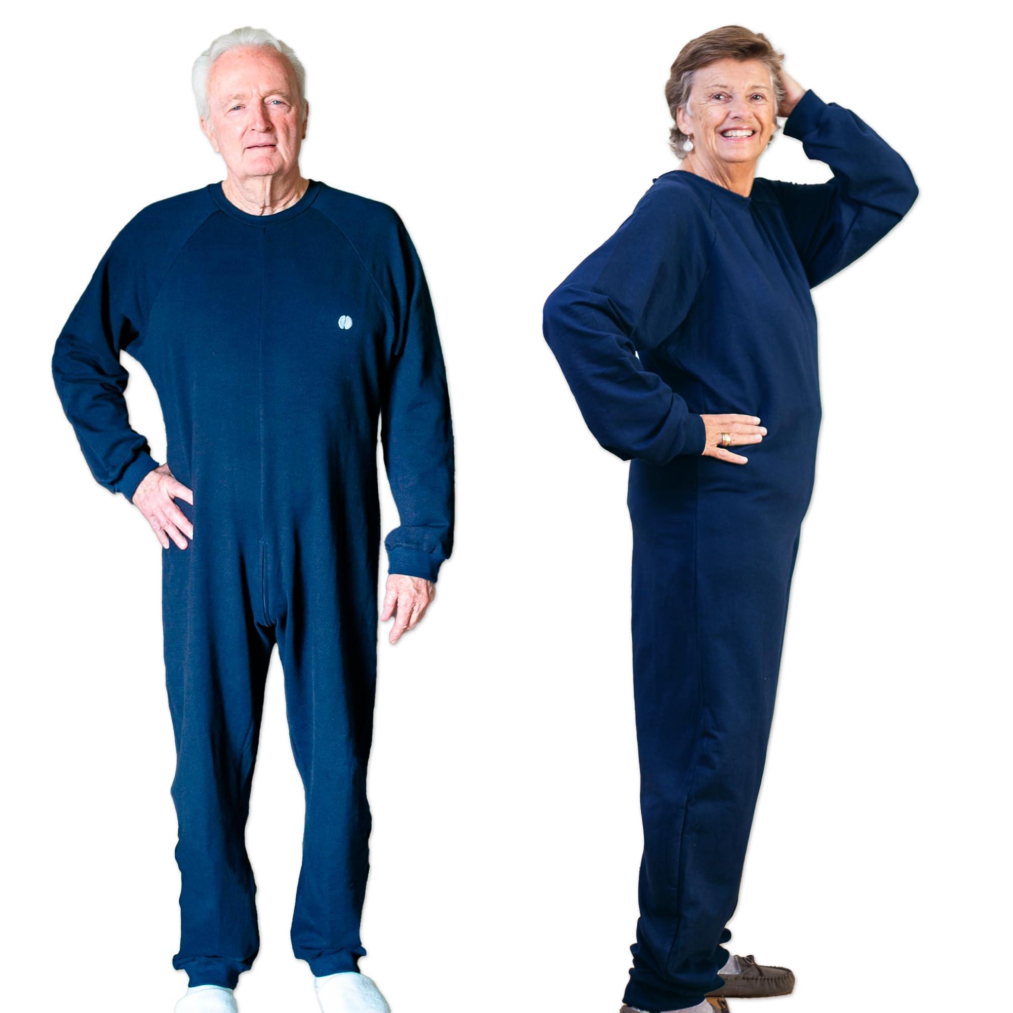 Dementia Aide Premium, Unisex, Anti-Strip & Incontinence Onesie/Jumpsuit - Clothing for Alzheimer\'s and Dementia - (Navy Blue, Large)