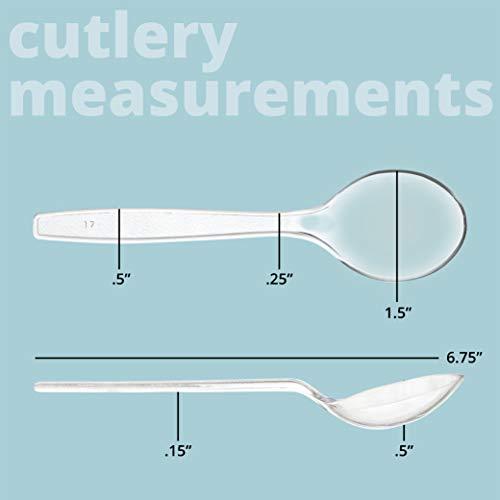 PLASTICPRO Plasticpro Disposable Clear Plastic Soup Spoons Heavyweight Utensils Pack of 50 Count