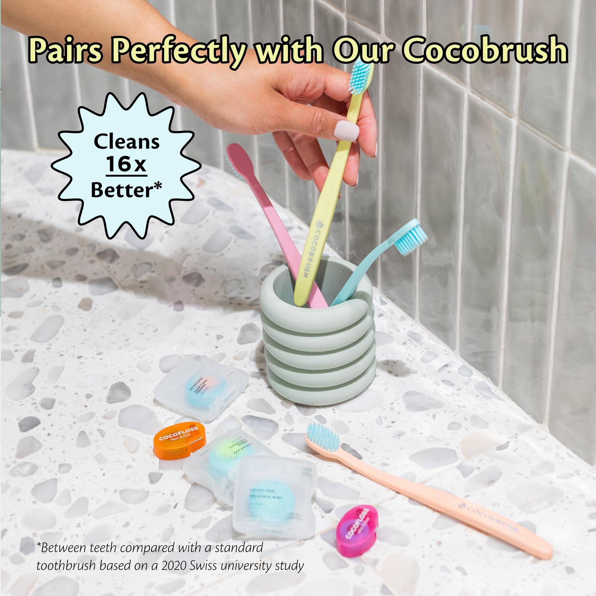 Cocofloss Cocofloss Woven Dental Floss, Travel Sampler, Dentist-Designed Oral Care with Coconut Oil, Waxed, Vegan, Kid-Friendly, 4-Pack Minis, Mint, Coconut, Orange, Strawberry (8 yd Each)