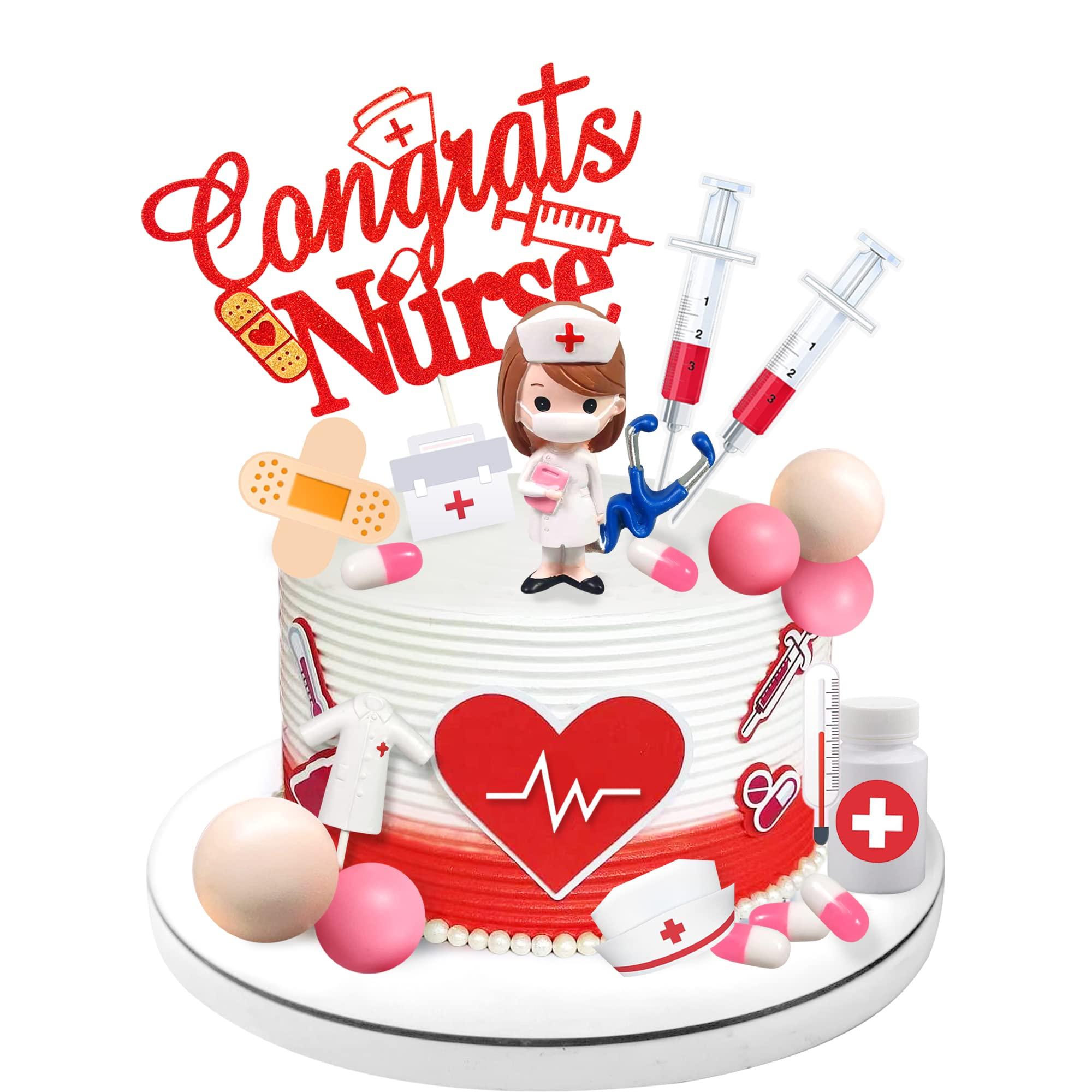 DRWATE 33 PCS Nurse Cake Toppers Nursing Cupcake Toppers Medicine Stethoscope Medical Instruments Decorations for Medical Rn Doctor Nurse Themed Party Supplies Nursing Graduation Cupcake Decorations