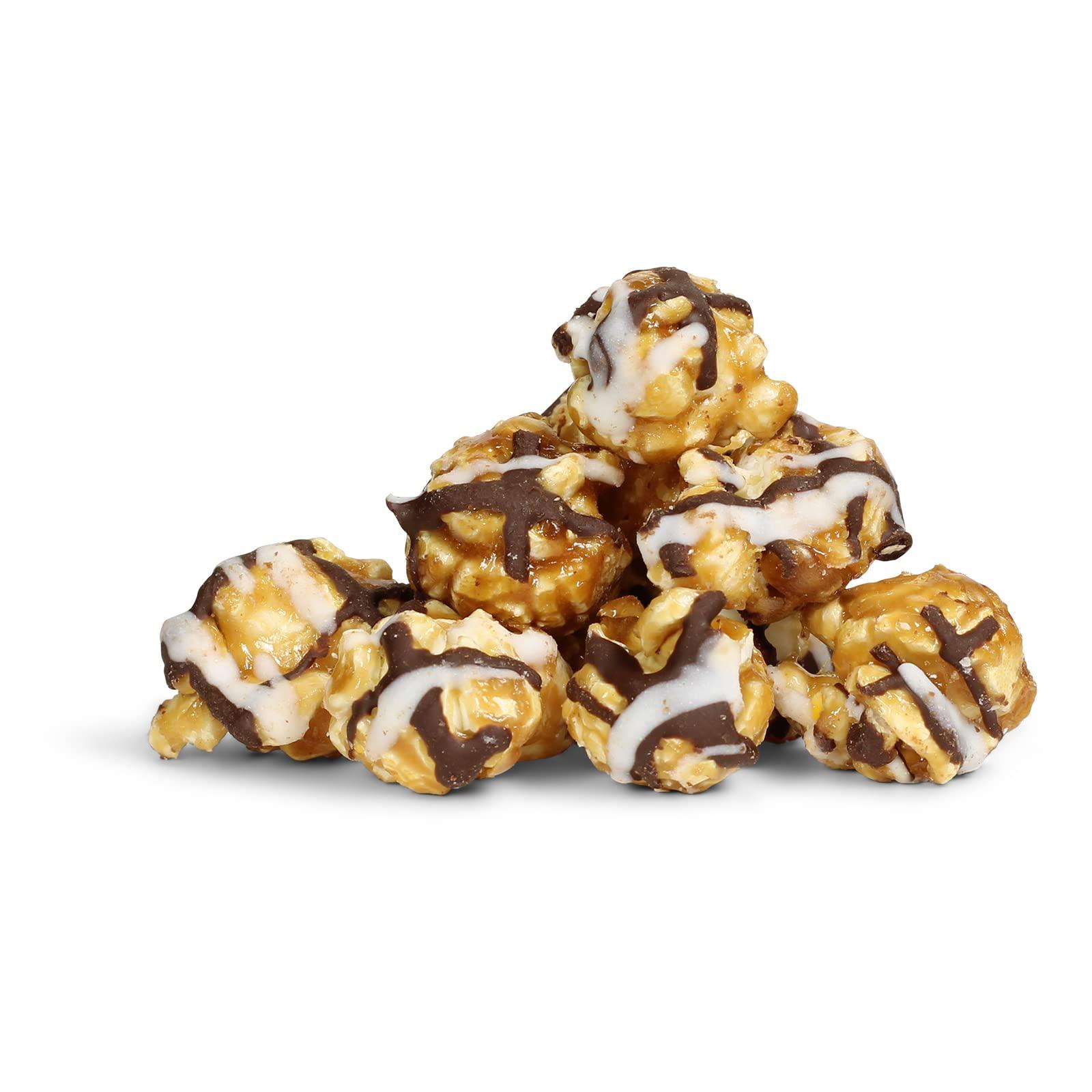 It's Delish Gourmet Chocolate Zigzag Popcorn by Its Delish, 2 lbs Bulk Bag – Festive Caramel Air Popped Sweet Crunchy White & Dark Drizzle Glazed Carmel Corn Snack, Parties - Gluten Free, Vegan, Kosher