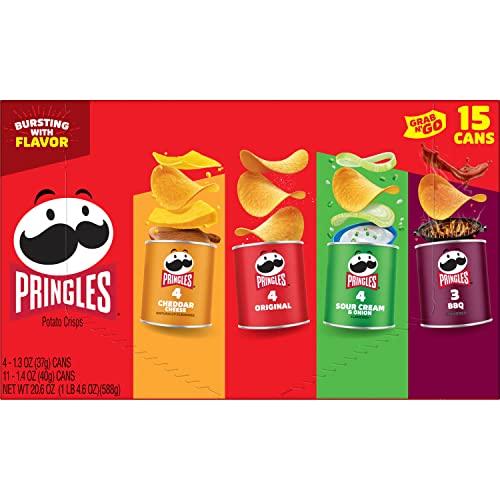 Pringles Pringles Potato Crisps Chips, Lunch Snacks, Office and Kids Snacks, Grab and Go Snack Packs, Variety Pack, 20.6oz Box (15 Cans)