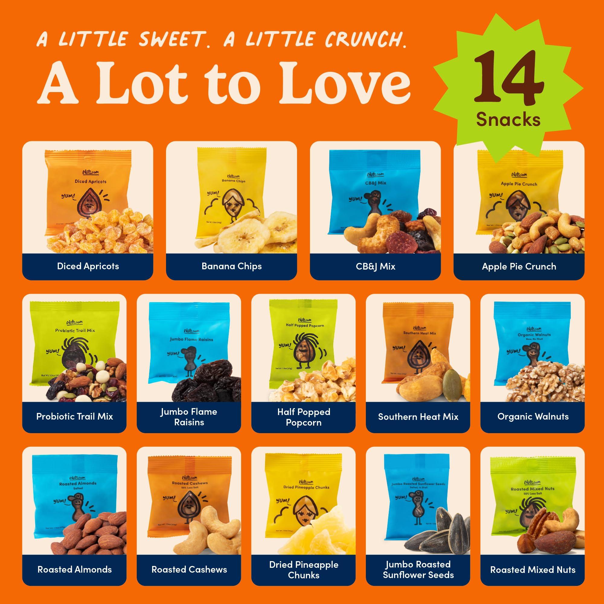 Nuts.com Nuts.com - Nuts and Dried Fruits Snack Box Gourmet Nuts and Dried Fruits Mix Assortment for Winter, Valentines Day, and Festive Gifts Package Includes Mixed Nuts, Dried Apricots & Fruits, Trail Mix, Heat Mix and Apple Pie Crunch