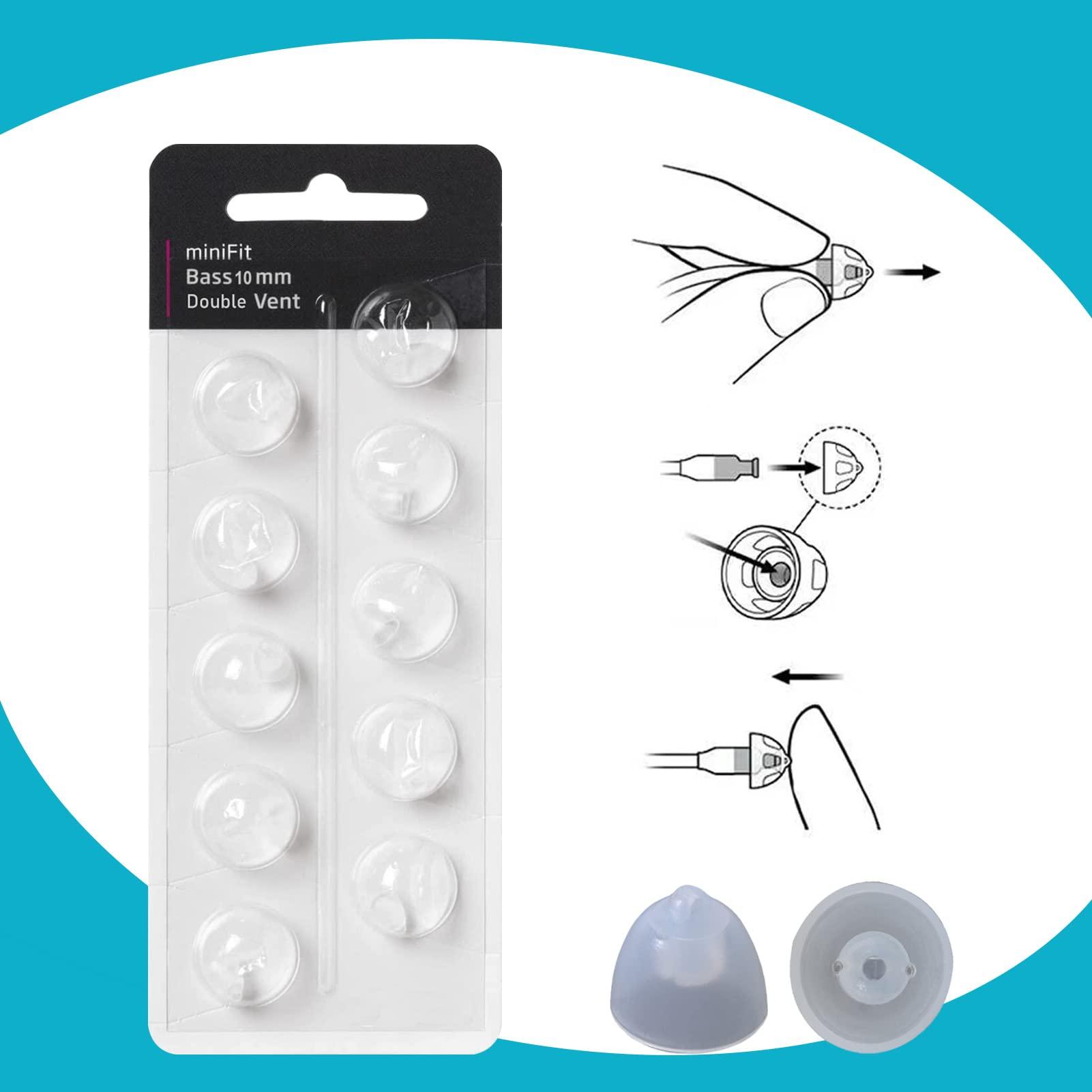 KH HAIKE Hearing Aid Domes for Oticon Replacements, Oticon Minifit Double Vent Bass Domes (10 mm/2 Packs, Universal Domes for Oticon Hearing Aid Supplies.